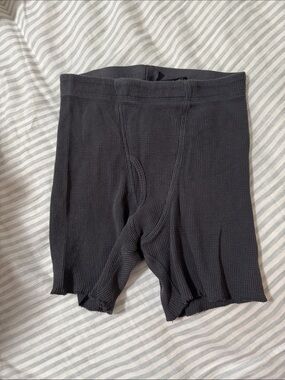 Skims Black Thermal Waffle Knit sleep Shorts